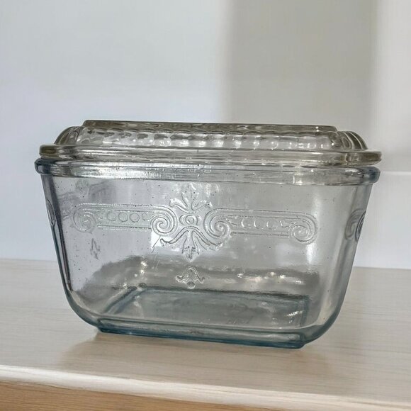Vintage Fire King Clear Glass Refrigerator Dish - Elegant Retro Storage With Lid - Picture 8 of 10